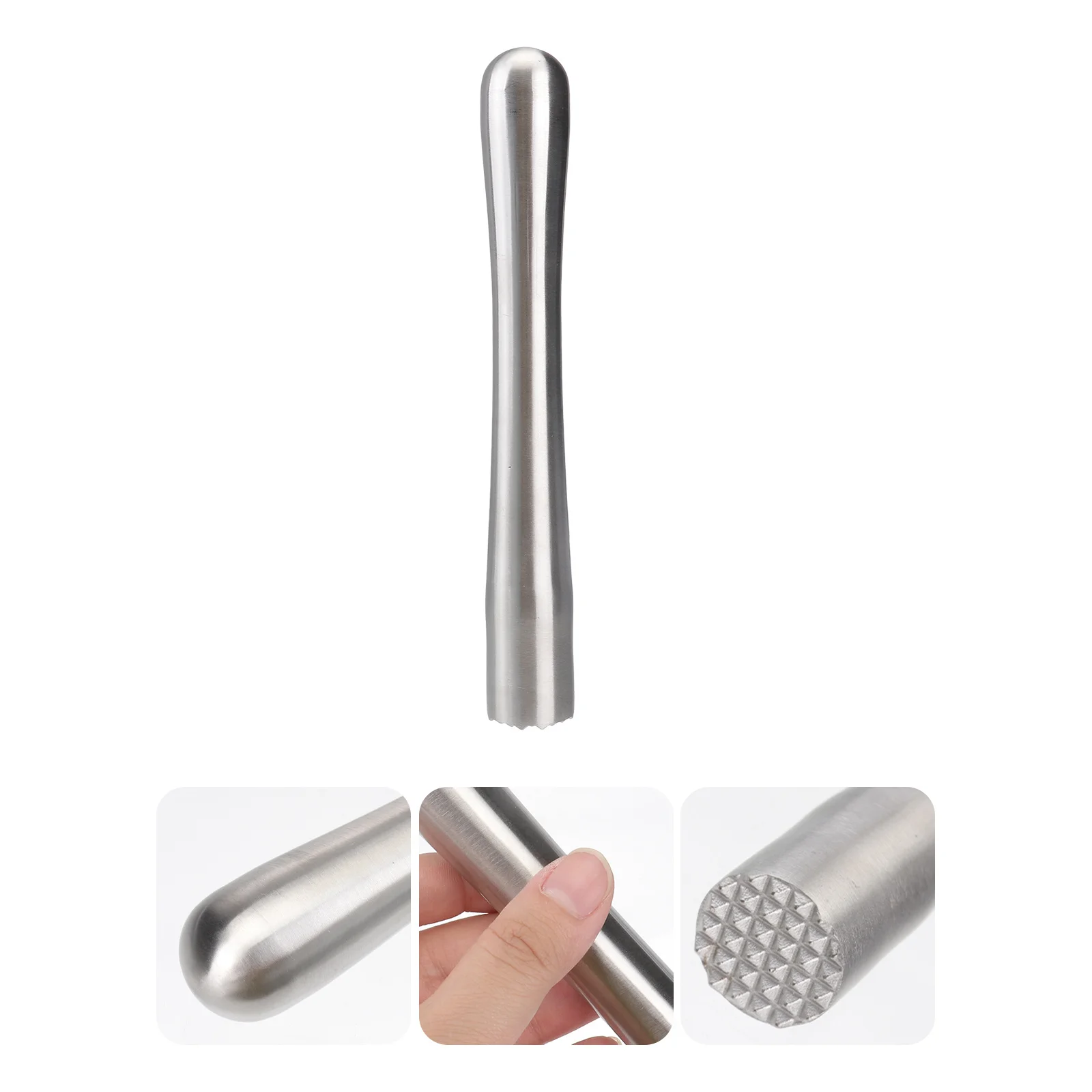 

1Pcs Stainless Steel Stick Wine Bar Tool Long Handle Lemon Hammer for Mashing Mixing Party 18.5cm Silver