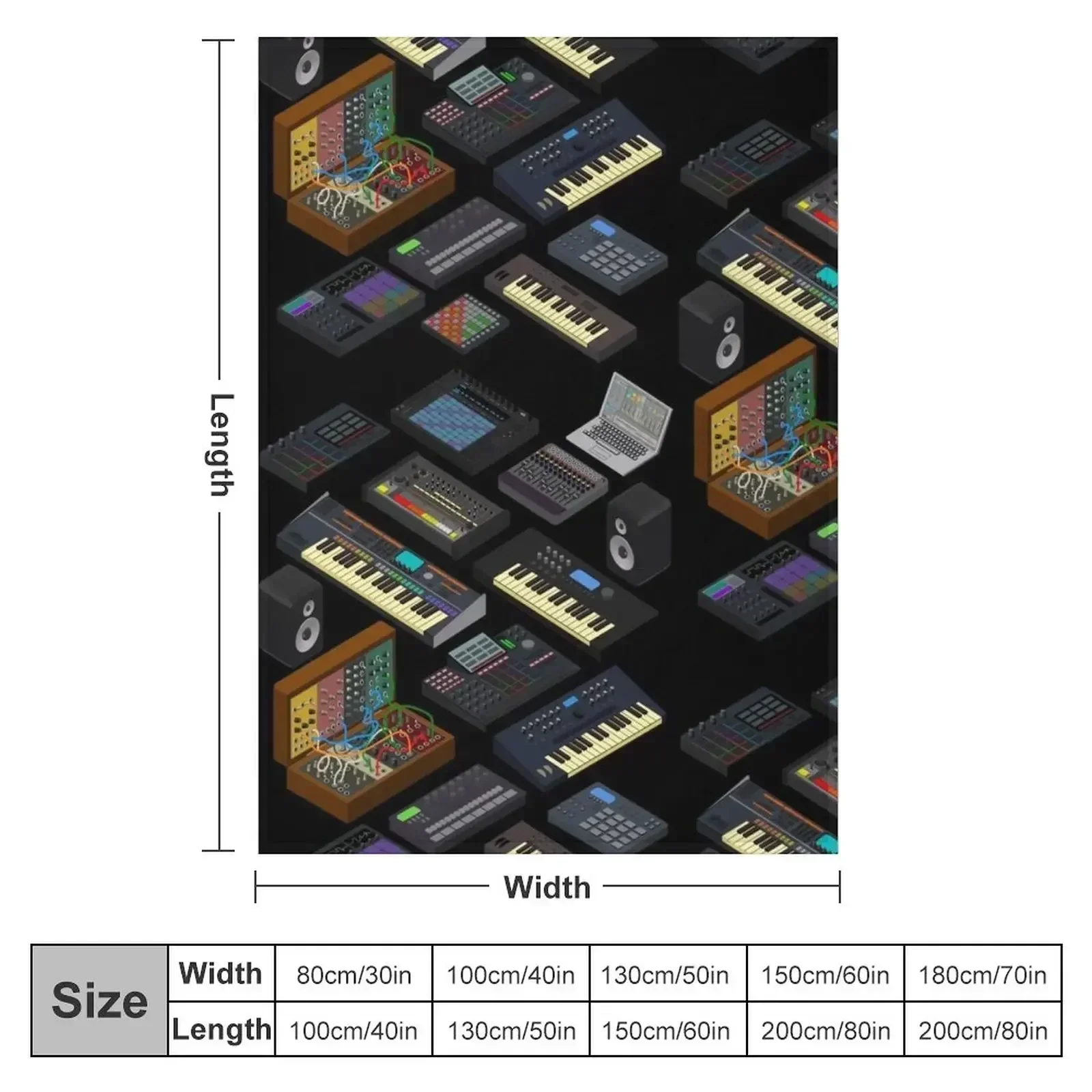 Synthesizers for Electronic Music Producer Throw Blanket couch cozy soft plush fuzzy picnic outdoor blanket