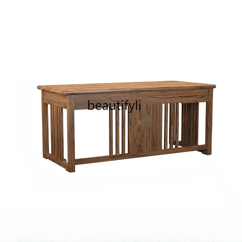 

A16 Новый офисный стол и стул из цельного дерева в китайском стиле, простой учебный набор из дзен-вяз в современном китайском стиле