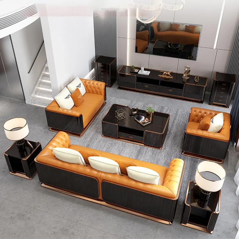 

Hot Sale Modern Style Lightweight Luxury Chesterfield Sofa Living Room Sofa Set Living Room Villa Project Furniture