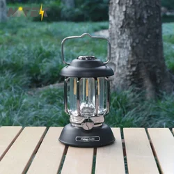 Long-lasting rechargeable outdoor camping lantern with a vintage handheld lantern design and 3 lighting mode for tent decoration