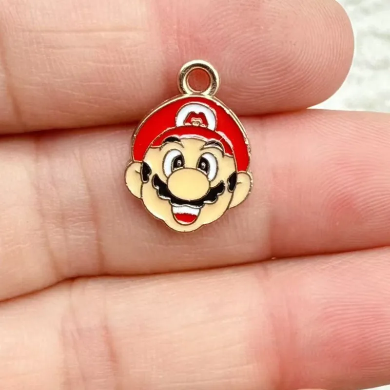10 stuks schattige Super Mario Bros DIY sleutelhanger metaal handgemaakt legering anime game sleutelhanger sleutelring cadeau voor fans