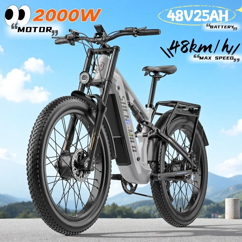 New Shengmilo S600 POR Electric bike 2000w dual motor 48V 25AH battery Electric bicycle 26 inch fat tire mountain riding E-bike image 2