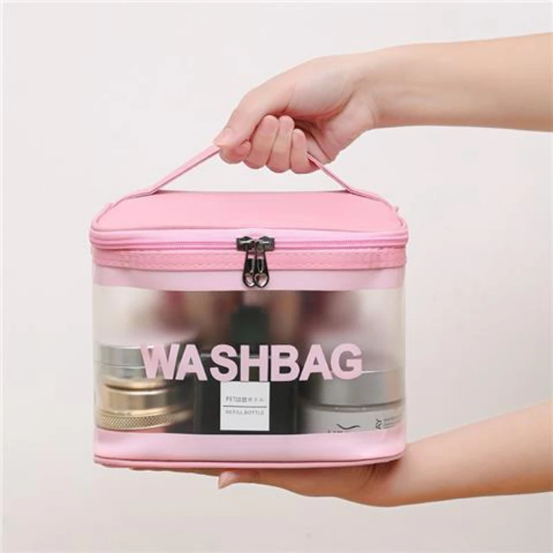 New Transparent PVC Large-capacity Waterproof Cosmetic Bag Portable Female Travel Wash Bag Storage Bag Portable Makeup Tote Bag