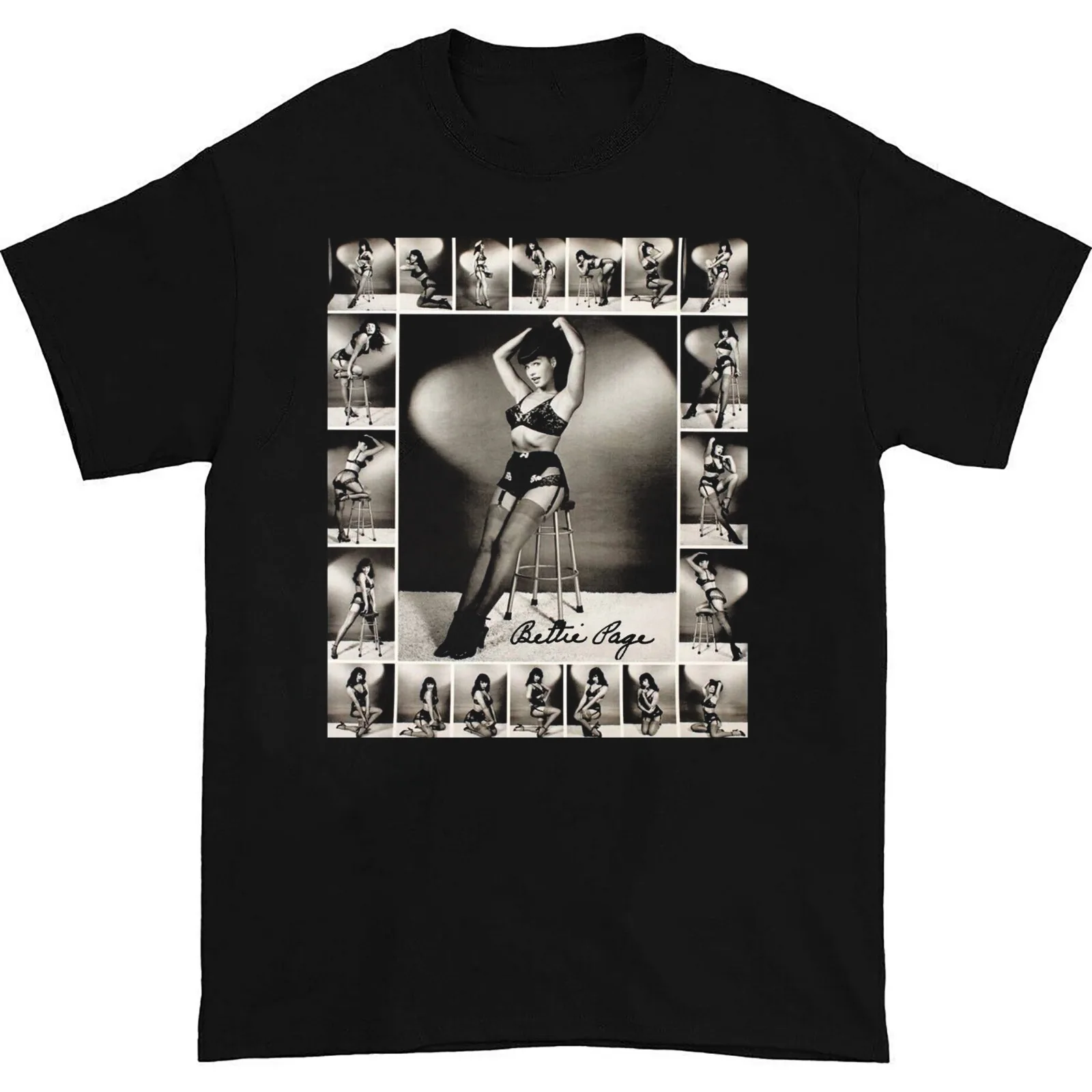 New Popular Bettie Page Signature Shirt Gift Funny Black All Size GC1338