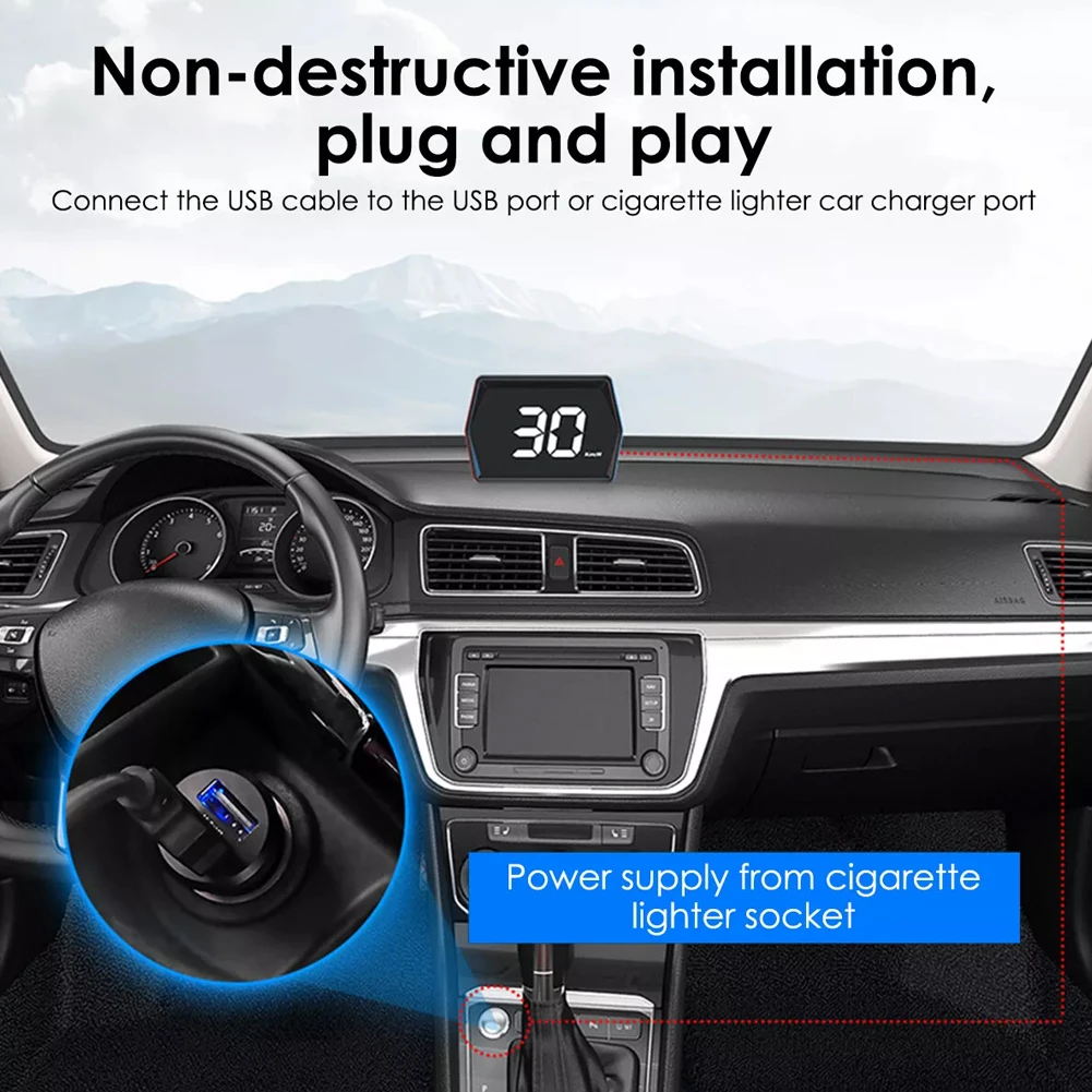 سيارة الرقمية GPS عداد السرعة HD LED عرض سرعة MPH KMH HUD البوصلة الرقمية GPS HUD السرعة الزائدة إنذار عداد السرعة عداد المسافات