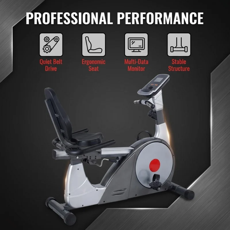 K-FIT Recumbent Exercise Bike GS-8.9R-2 Home Fitness Indoor Cycling Stationary Pedal Electric Bike with LED Display