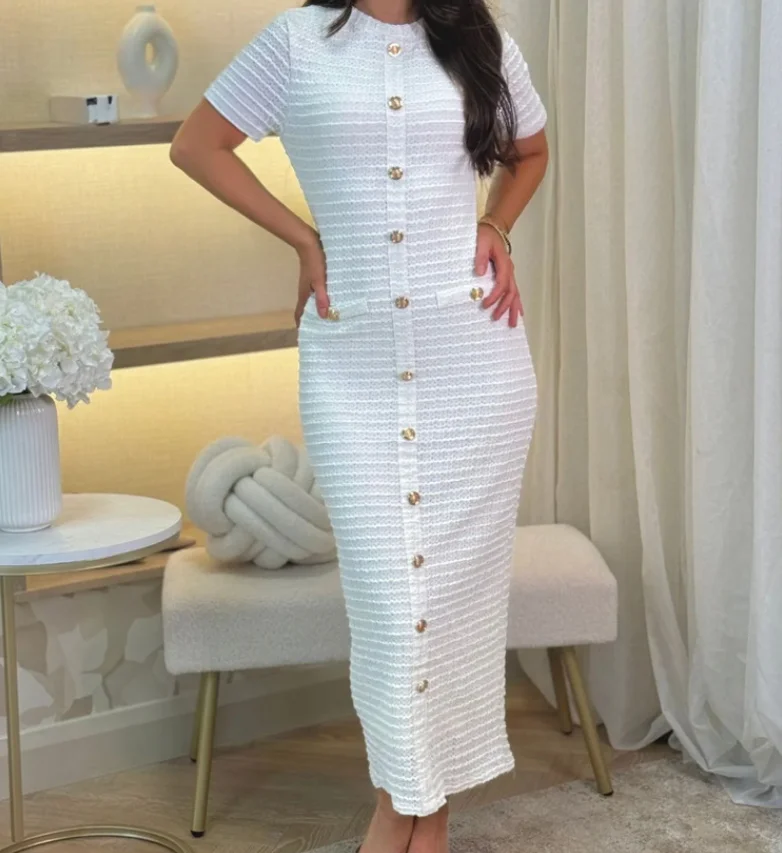 

Women's French Retro Short Sleeve Slim Dress Temperament Commuting Summer New Fashion High Waist Elegant Dresses for Women