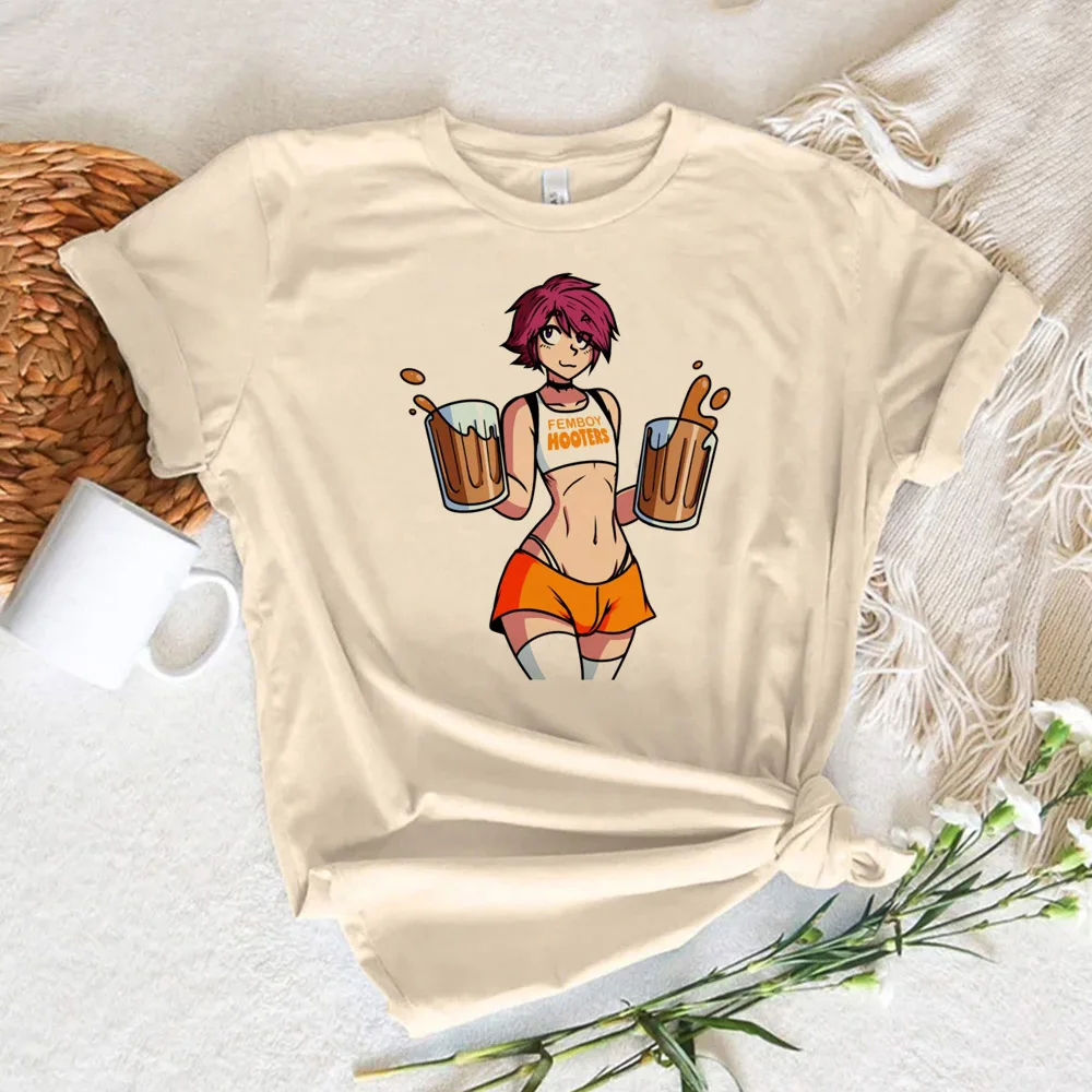 Femboy tshirt women manga funny anime Tee girl y2k clothes