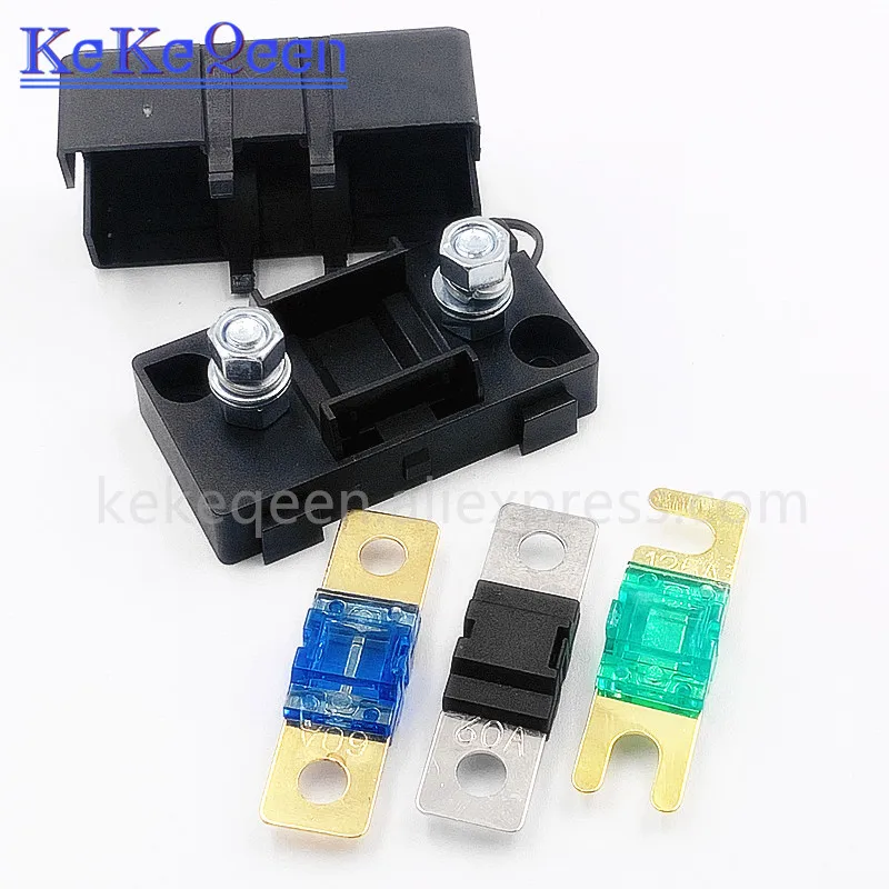 ANS trumpet Fork plug fuse 30A 40A 50A 60A 70A 80A 100A 125A 150A 200A Bolt fixed black insurance film  ANS-8 Safety plate base