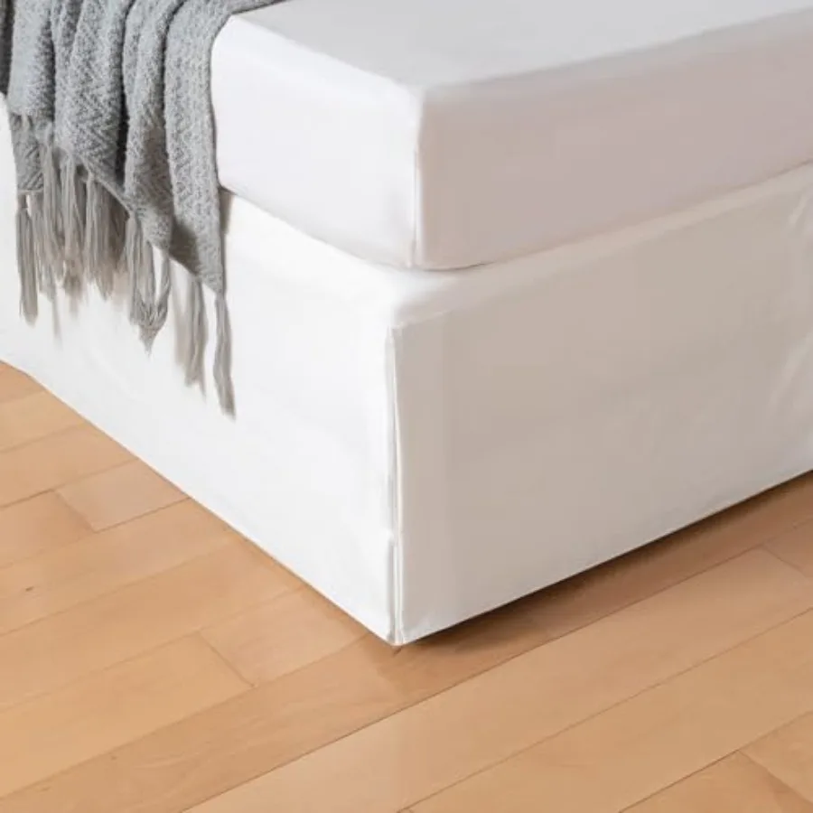 

Queen Bed Skirt Grid Plaid Soft Quadruple Pleated Ruffle Bed Skirt with Tailored Dust Ruffle 16 Inch Drop for Easy Fit Machine