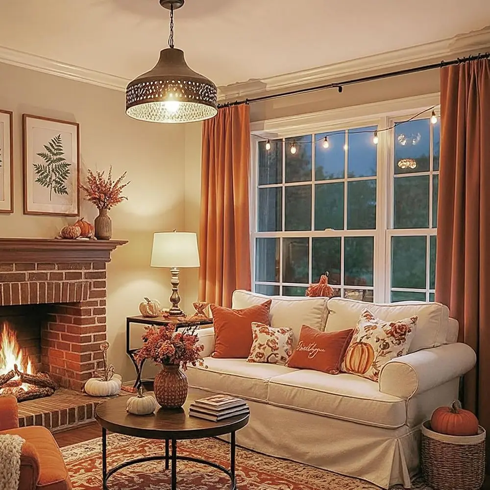 Rideaux occultants isolés thermiques orange 50 x 96 pouces pour chambre à coucher, ensemble de 2 panneaux avec anneaux à clips