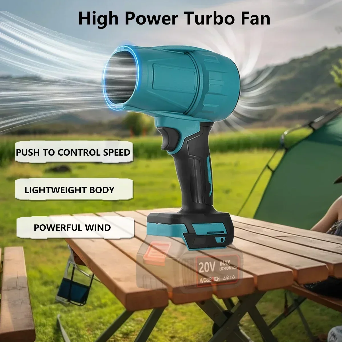 Cordless Blower Portable Handheld Turbo Jet Fan For Makita 18V Battery Electric Air Duster For Camping Outdoors Car（No battery）