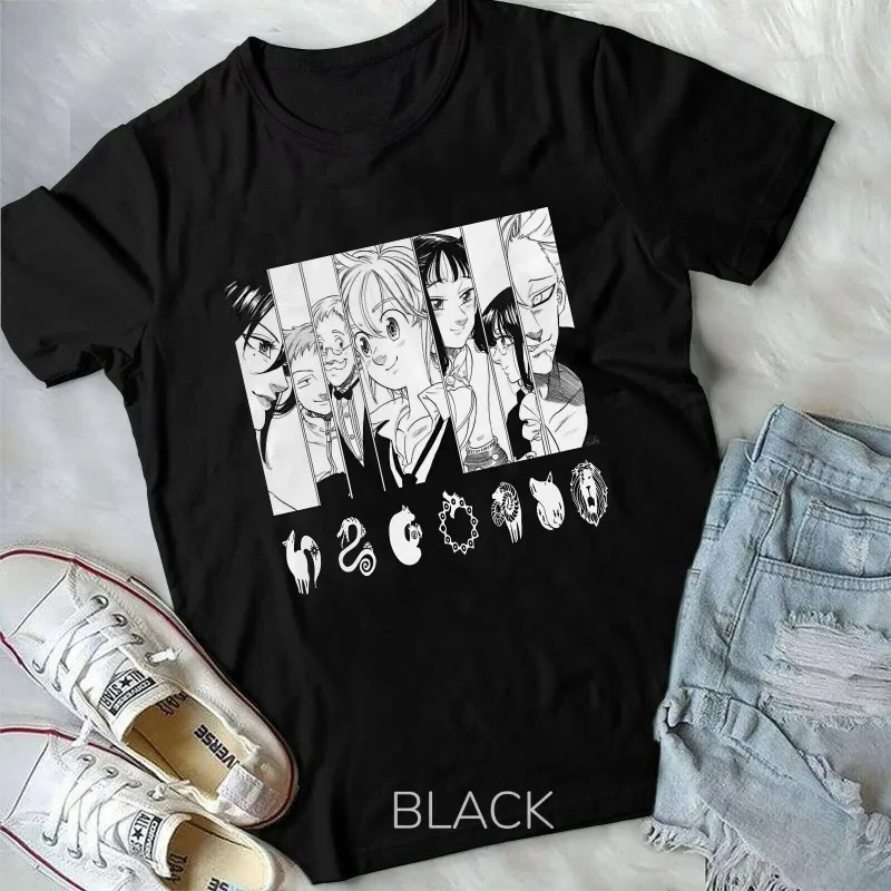 Tendencia verano 2025 Cosplay alrededor de Nanatsu No Dazai siete pecados capitales Meliodas clase Escanor nueva camiseta Unisex camisetas gráficas