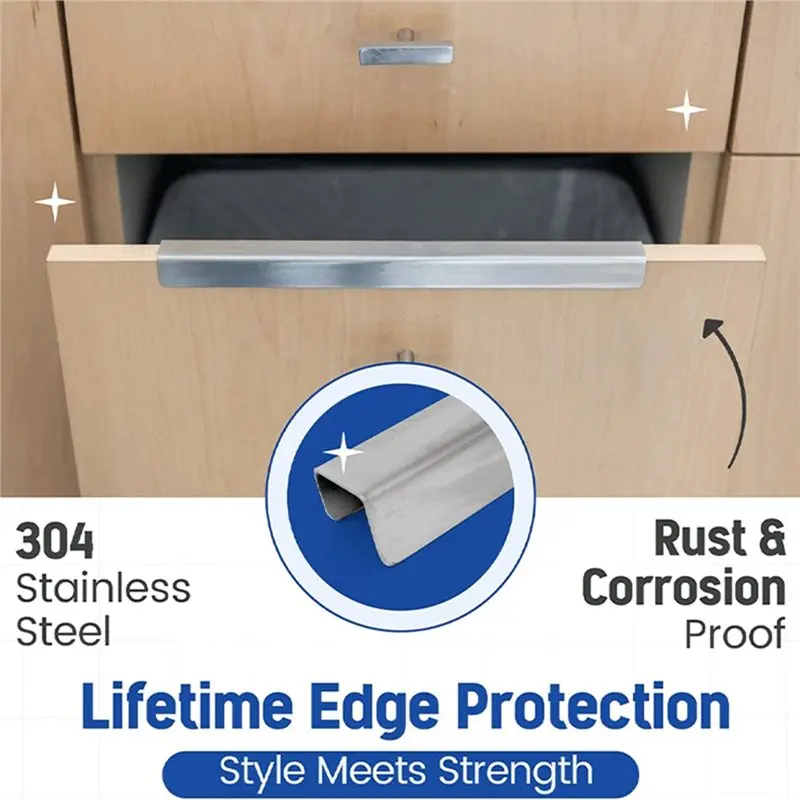 غطاء درج EYFL-حماية من الفولاذ المقاوم للصدأ لحواف الخزانة وتجنب الضرر يناسب الأبواب والأدراج بسمك 3/4 بوصة أو أرق 11 I