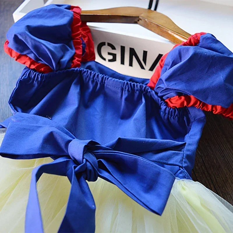 Snow White Princess Costume for Baby Girl Birthday Party Kids Clothes Halloween Carnival Costume Girls Role Play Bowknot Dress