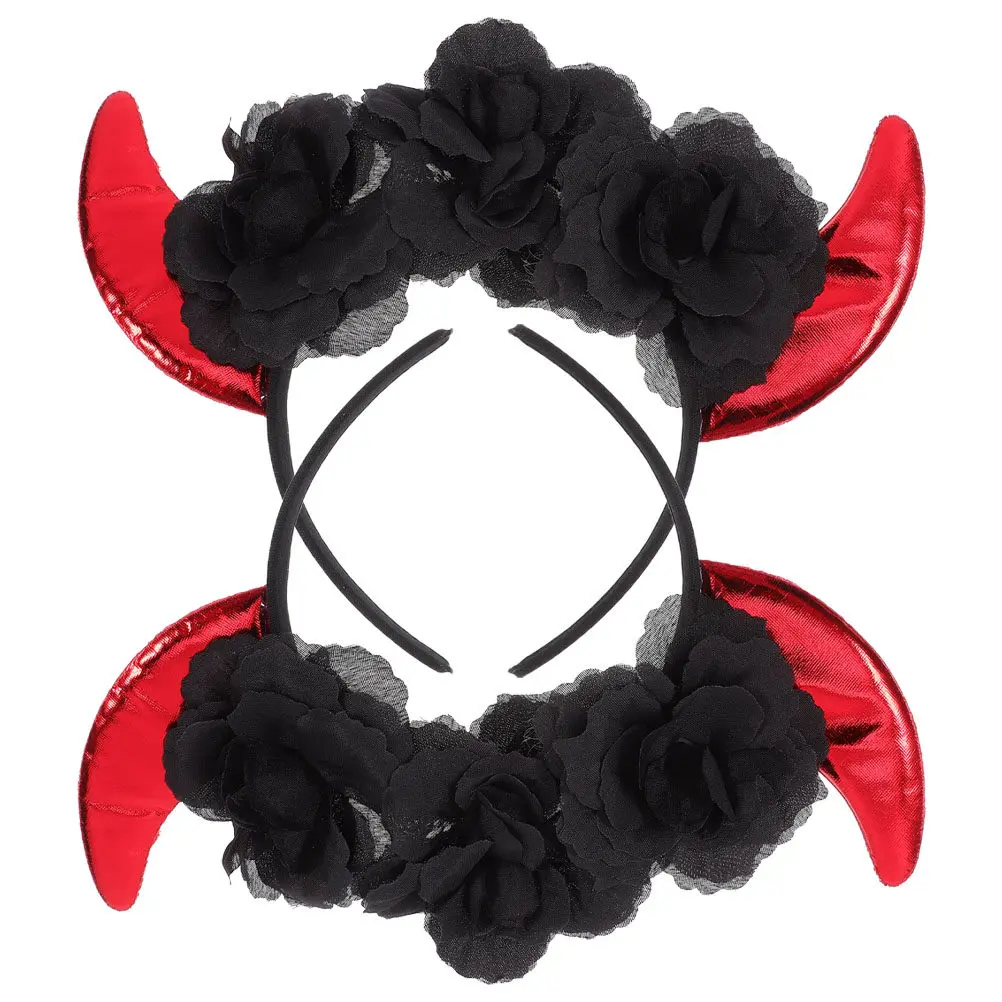 

2Pcs Devil Horn Headband Halloween Party Costume Accessory Intricate Design Comfortable Fit for Kids and Adults
