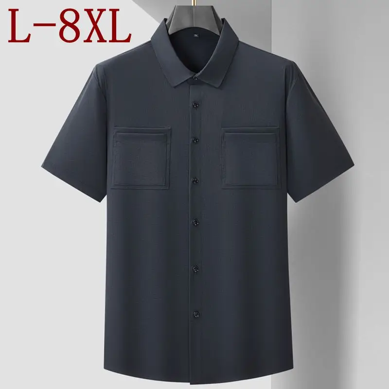 

Мужская рубашка 8XL 7XL 6XL, новинка 2026 года, летняя, класса люкс, деловая повседневная, с карманом, приятная к телу, свободного кроя, chemise homme