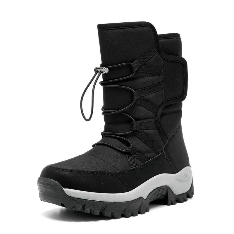 Bottes de neige imperméables non ald pour femme, chaussures en coton chaud, optique féminine, peluche, randonnée en plein air, village de neige, ski, rinçage, hiver