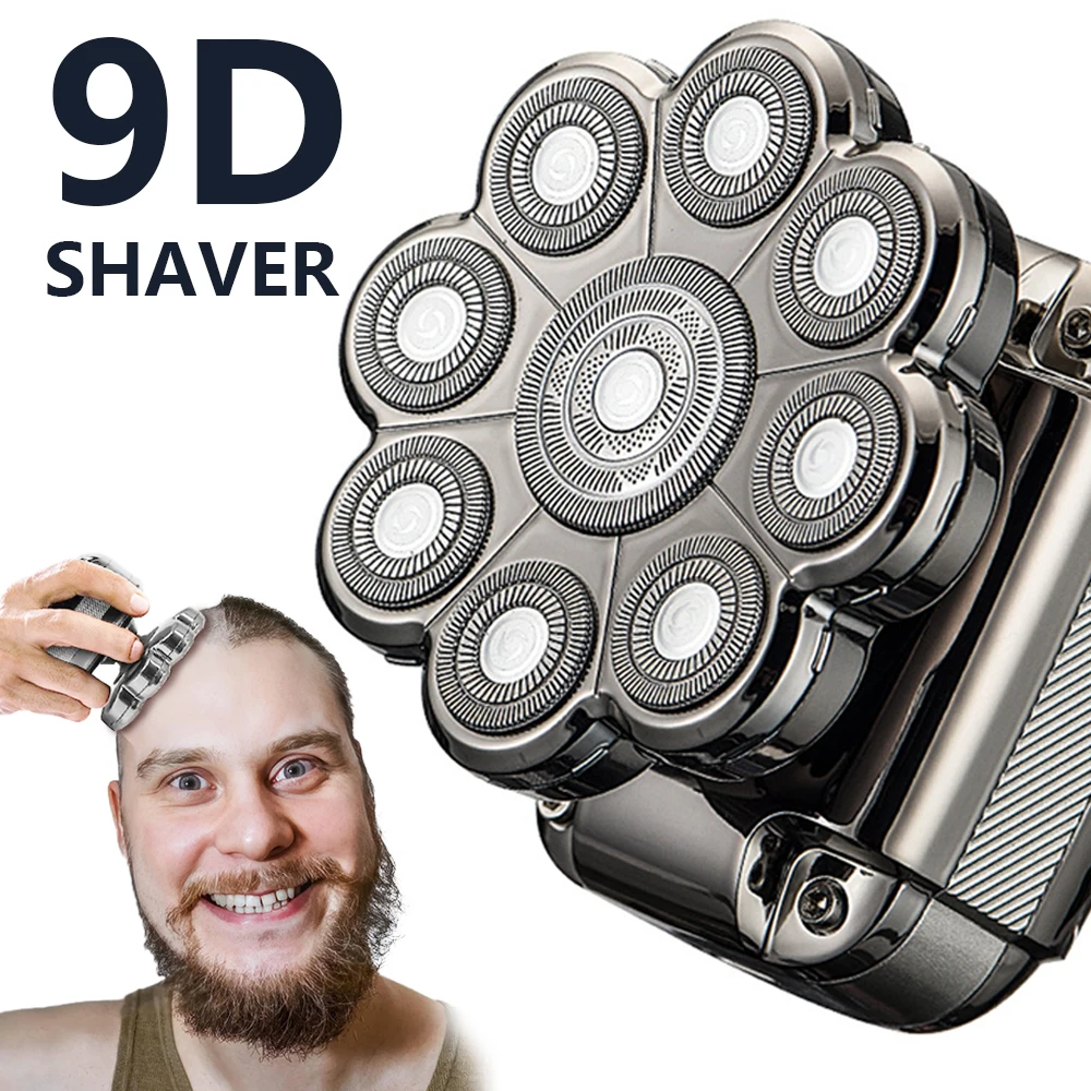 

Super 9D Shavers Electric Head Shaver 5 in 1 Men Grooming Kit Ipx 7 Waterproof Cordless Rechargeable Electric Razor for Bald Men