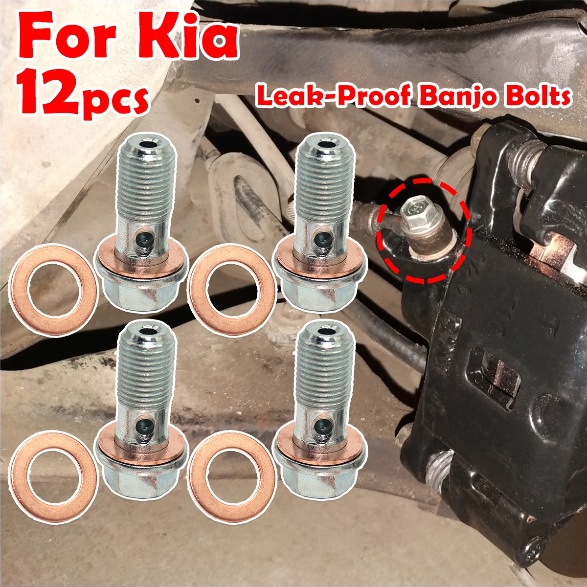 2kit Rear Left Right Caliper Hose Lines Banjo Fittings Bolts Sealing Washers For Kia Picanto MK1 2004 2006 2007 2008 2009-2012