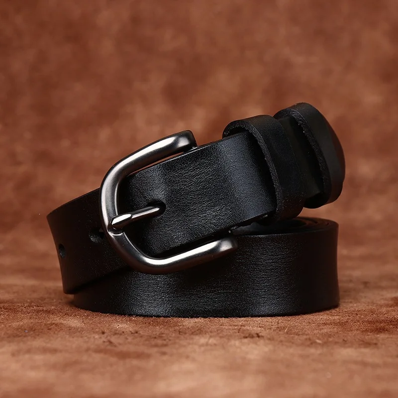 2.8CM Pure Cowhide High Quality Genuine Leather Thin Belts for Women Brand Strap Vintage Jeans Cowboy Leisure Needle Buckle Belt
