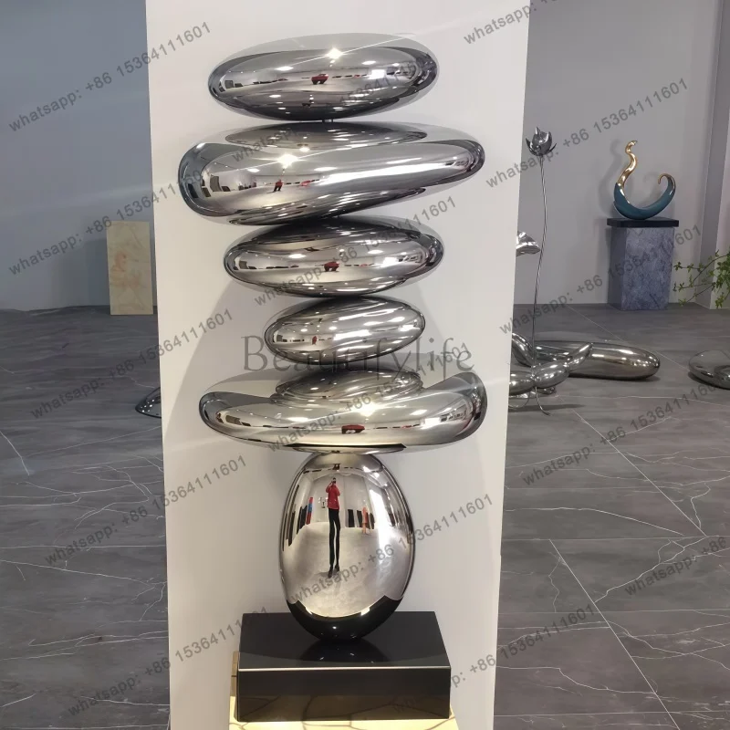 Stainless steel metal indoor pebble decoration Living room corridor hotel shop indoor sculpture artwork decoration