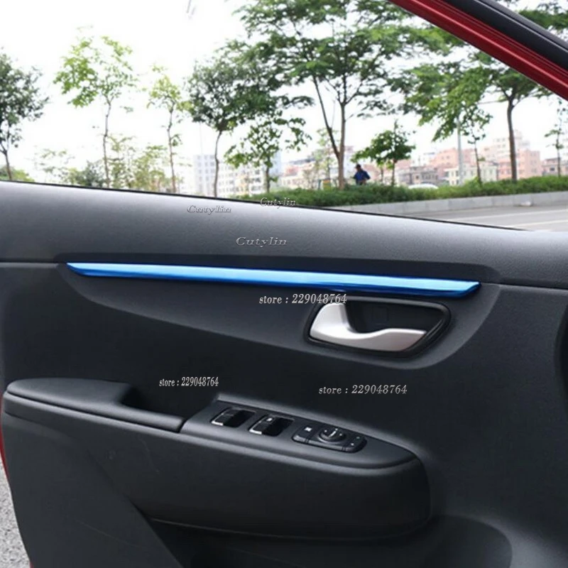 For Kia Rio 4 X-line 2018 2019 Car Styling ABS Carbon Fiber Side door handle position Strip Decoration cover Trim accessories