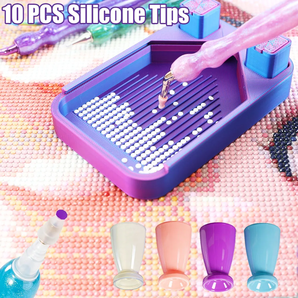 10PCS Mini Silicone Tips For Diamond Art Pen, Diamond Painting Tools Accessories, No Wax & No Electricity Needed Pen Tips