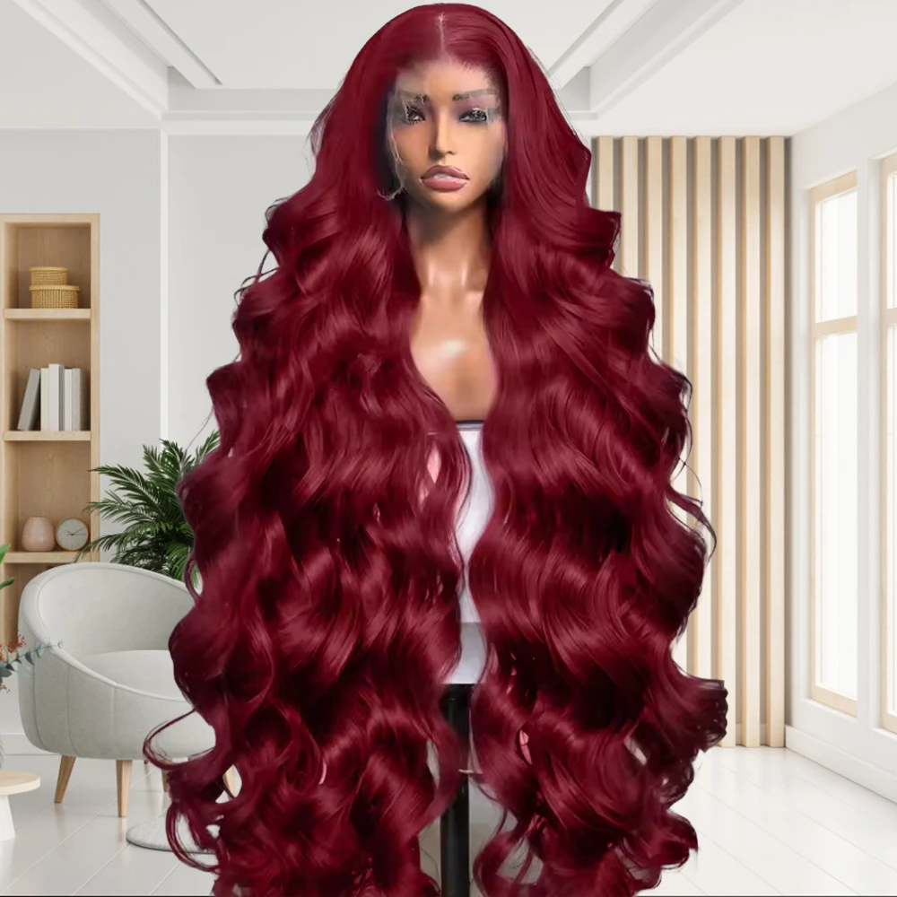 

99J 13x6 HD Парики из натуральных волос на кружеве Объемная волна Бордовый цвет Парики из натуральных волос Бесклеевые 13x4 7x5 Парики из натуральных волос на кружеве для женщин