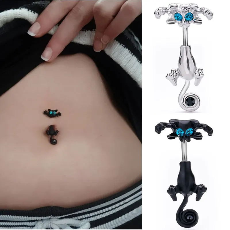 Fashion Belly Navel Ring Stainless Steel Vintage Cat Belly Piercing Women Sexy Body Jewelry Gifts