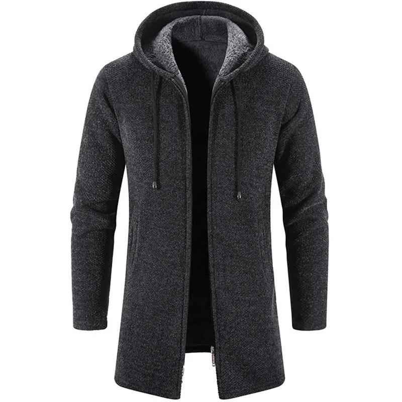 Men\'s Winter Thickened Cardigan Snow Neil\'s sweater Mink Sweater Blouse Male Jacket Overcoat Hooded Plus Velvet Parkas Zip Outwe