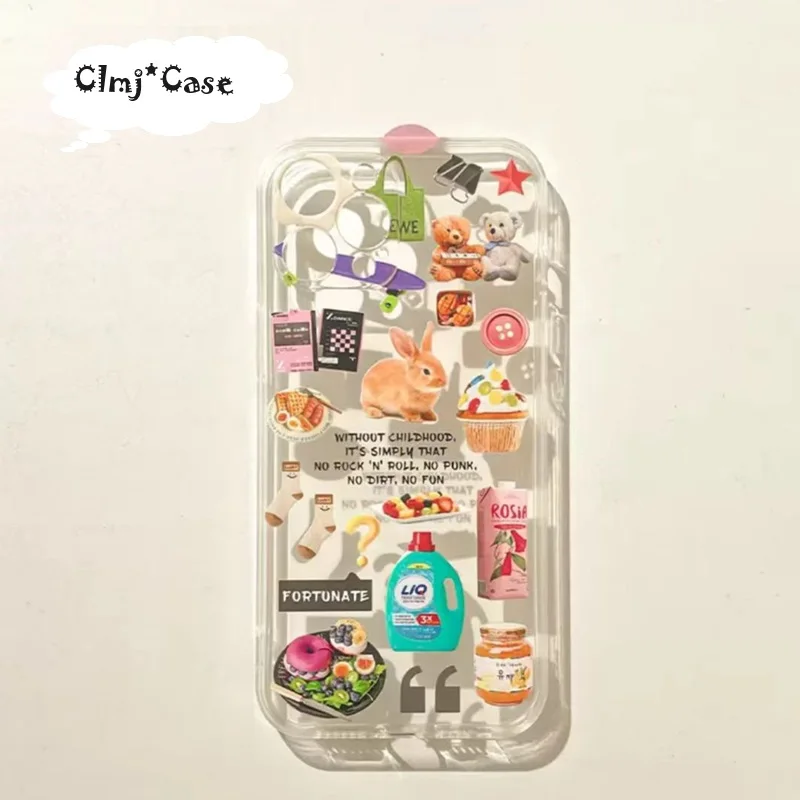 Clmj Vintage Rabbit Phone Case For iPhone 13 Mini 11 12 14 Pro 15 Plus XR X XS Max 7 8 Se 2020 Silicone Protective iPhone Case