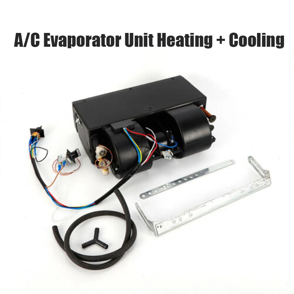 Unidad de evaporador Underdash de 12V, aire acondicionado de aire acondicionado de coche de CA A/C, Kit de evaporador de calentador y enfriador de 3 velocidades apto para coche y camión Universal