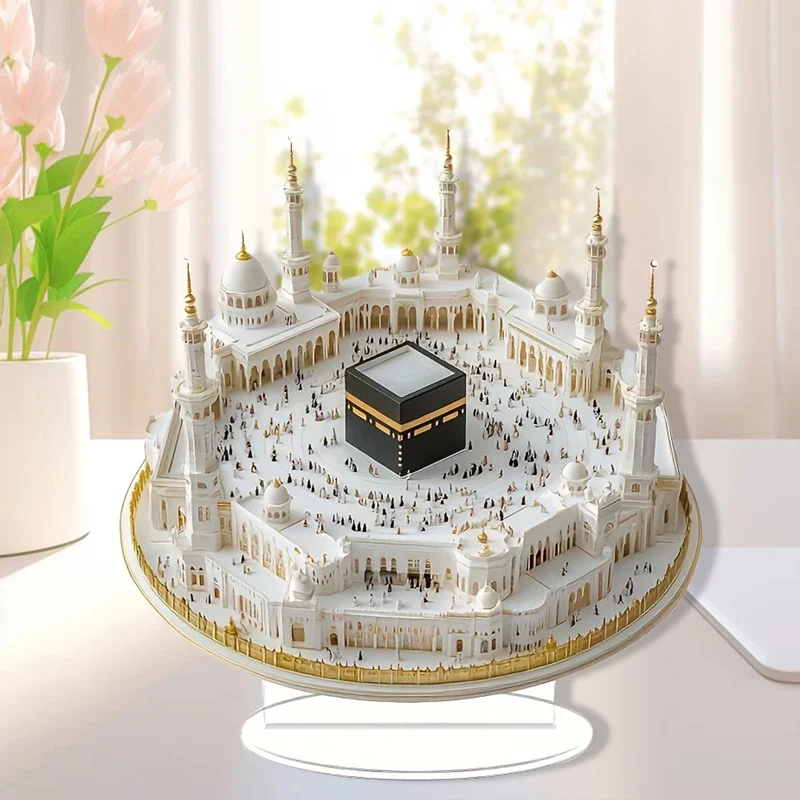 سطح المكتب الديكور الأبيض مسجد الطباعة مركز قطعة الاكريليك الديكور المسطح