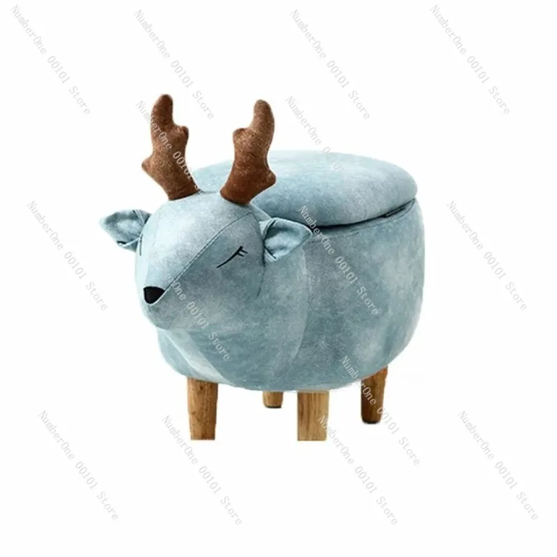 33 Simple Moderm Solid Wood Foot Children Storage Stool Soft Cushion Living Room Low Sofa Animal Stool Shoe Changing Stool