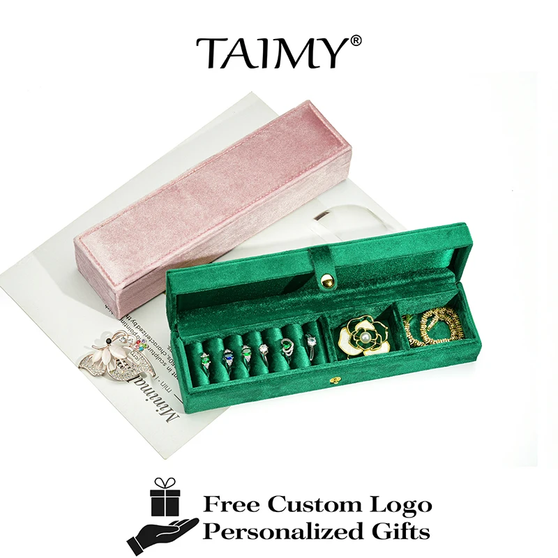 TAIMY Velvet Jewelry Box Business Travel Portable Ring Necklace Jewelry Storage Case Custom Logo Velvet Color Personalized Gifts