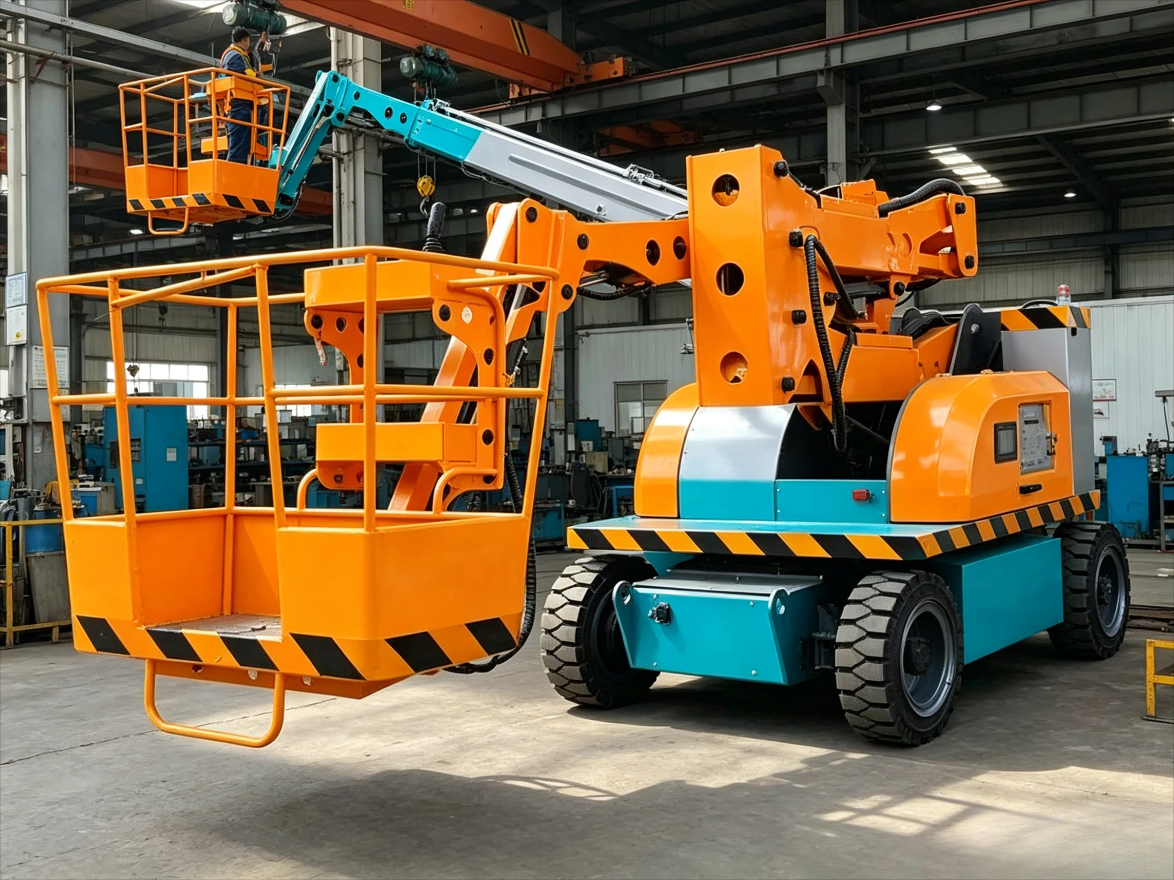 Electric Hydraulic Articulated Boom Lift Mobile Spider Lifter Crank Arm New Condition Aerial Work Lift Platform Made Steel Metal