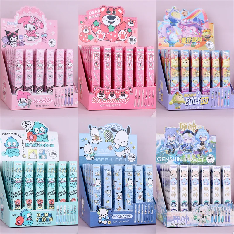 36pcs Sanrio Melody Pochacco Blind Box Pen Sponge Neutral Pen Student Writing Stationery Birthday Gift School Supplies Wholesale