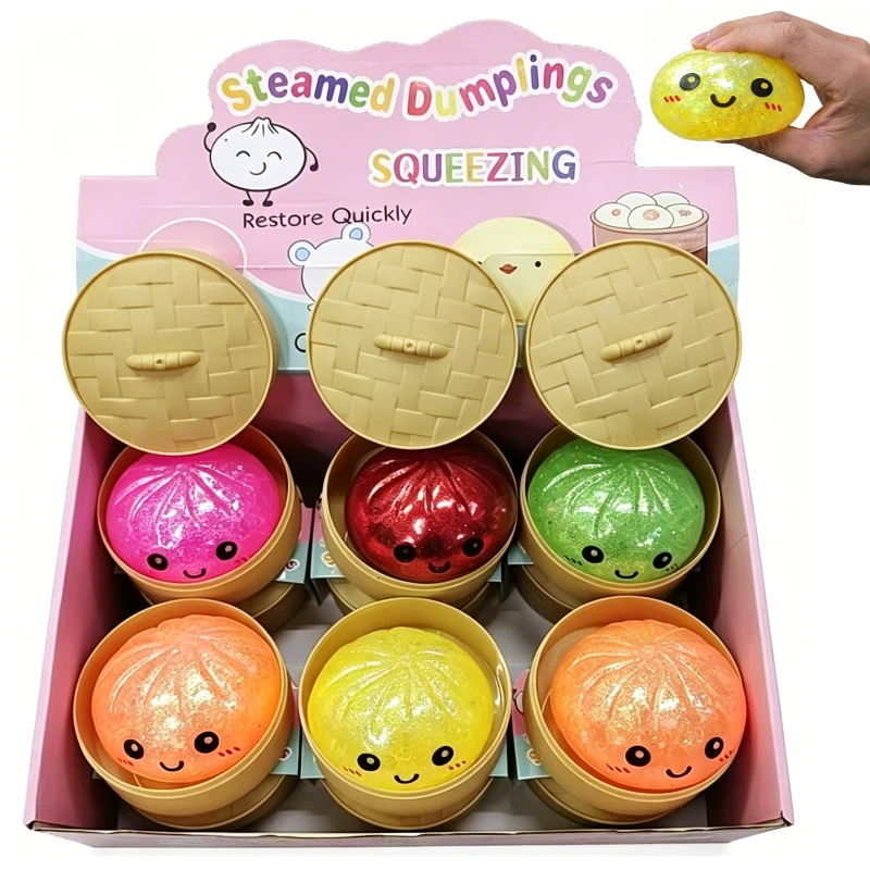 Juguete antiestrés de simulación de comida con cara de dibujos animados, suave, brillante y de rebote lento, divertido para apretar, para niños y adultos