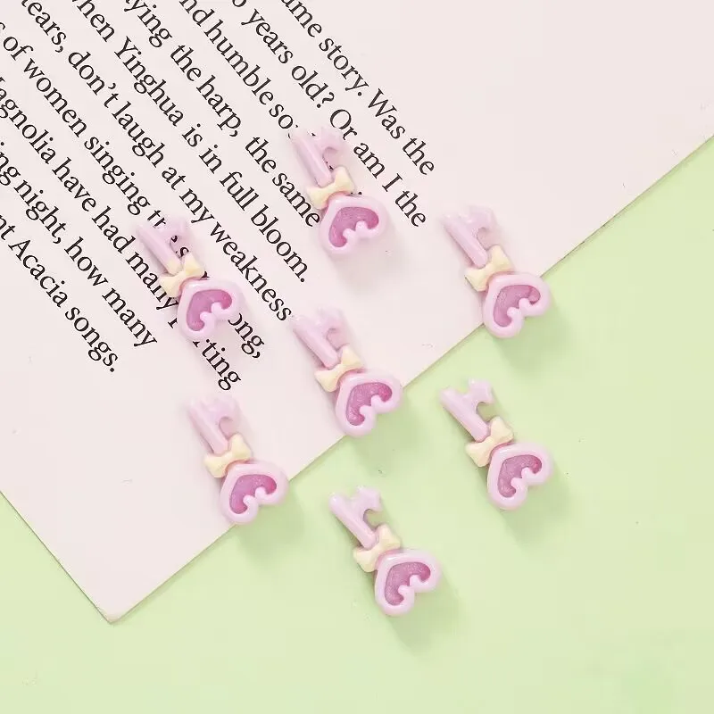 20pcs love key mini resin nail charm acrylic Crafts Cabochon Jewelry Manicure Hairpin Scrapbook Decor Craft