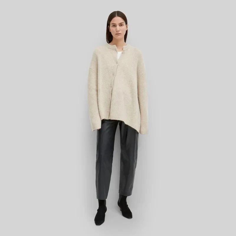 

T0T* Women's Spring & Autumn Casual Wool Jumper Pure Colour Knitted Cashmere Cardigan Loose Sweater Jacket Y2k Women's Clothing