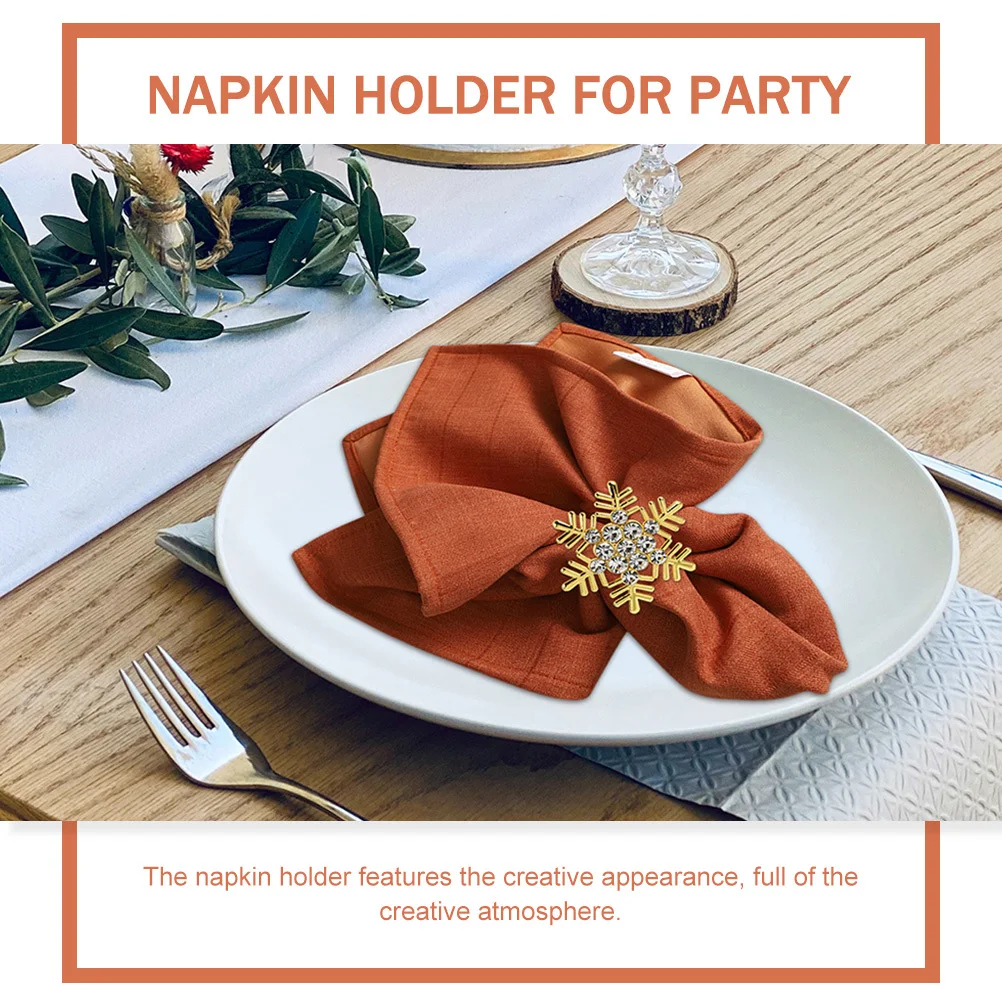 

6Pcs Snowflake Napkin Rings Alloy Christmas Decorative Napkin Holders for Party Table Decoration Xmas Gift Festive Dining