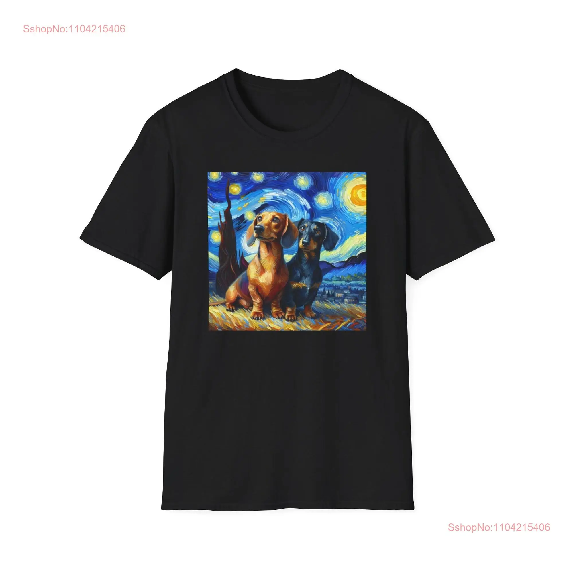 Dachshund Dogs Van Gogh Starry Night Style T Shirt long or short sleeves