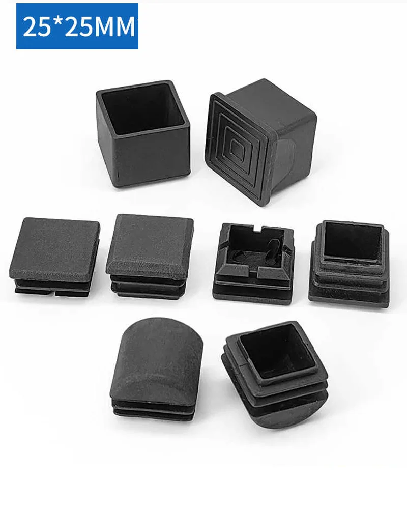 

25x25mm Black/White Square Plastic Plug End Cap Furniture Leg Tube Insertion Plug Rubber Furniture Accessories Floor Protector