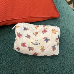 Bolsa de cosméticos portátil con estampado de dibujos animados, bolso de mano, suministros de viaje para el cuidado de la piel, bolsa de almacenamiento multifuncional