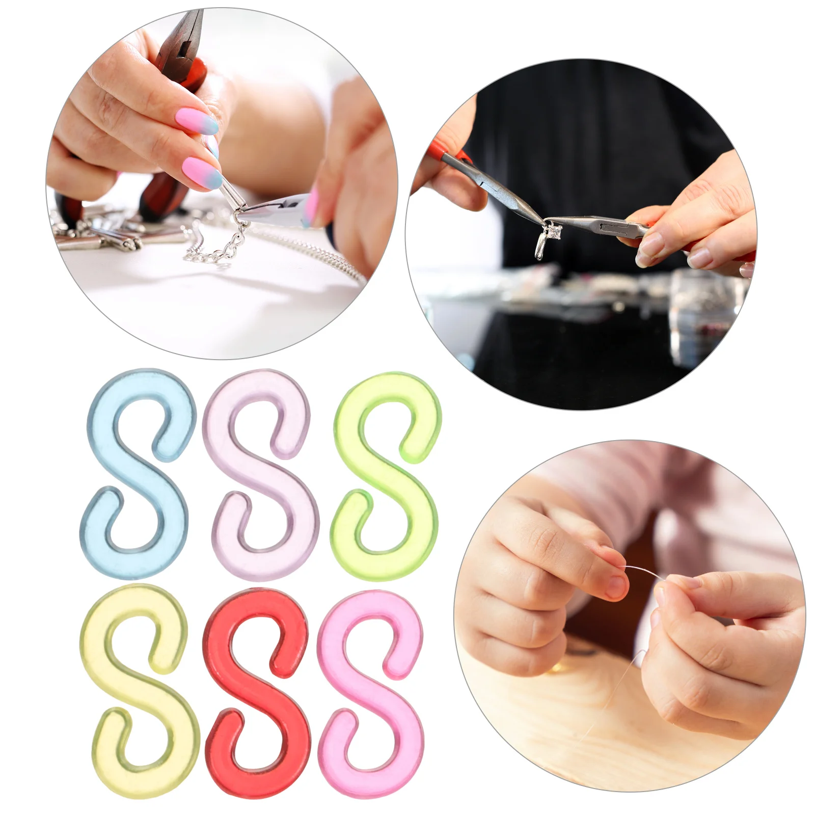 고무 밴드 팔찌용 1000개 S 클립 컬러풀 플라스틱 커넥터 DIY 주얼리 제작 룸 액세서리 수공예품 공급