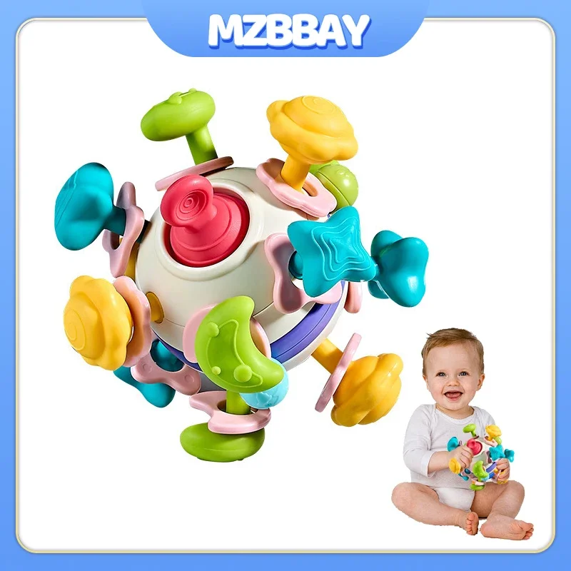 Jouets Montessori pour bébé de 0 à 1, 2 mois, hochet rotatif, balle d'activité de préhension, hochet d'apprentissage, anneau de dentition éducatif, jouets sensoriels