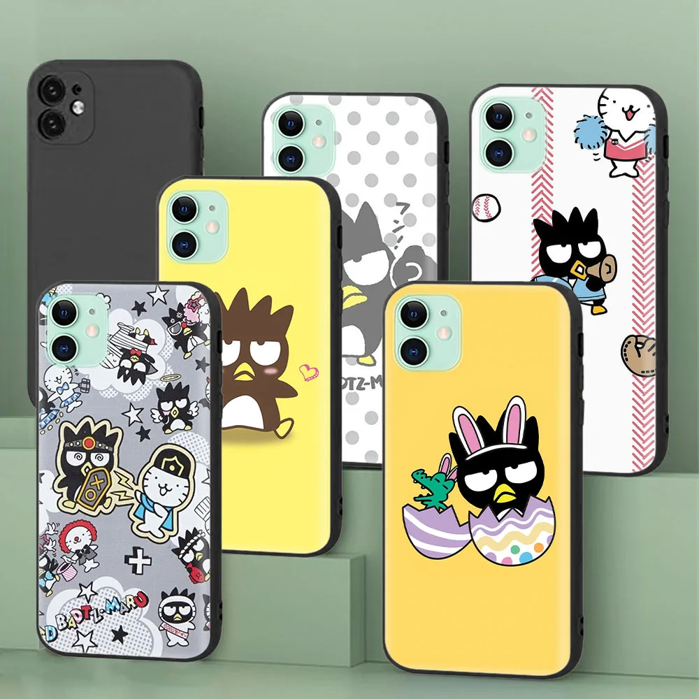 Capa protetora preta para OPPO, Reno 8, 8T, 6, 6Z Pro, 7, 7Z Plus, Badtz Maru