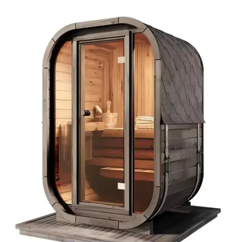 Factory Direct Sale Stylish Cube-Style 2-Person Red Cedar Sauna Room at a Great Price